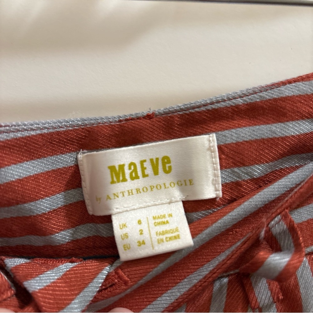 Maeve Anthropologie Alzira Orange Wide-Leg Pants Striped Boho Chic Size 2 Flare - Picture 5 of 5